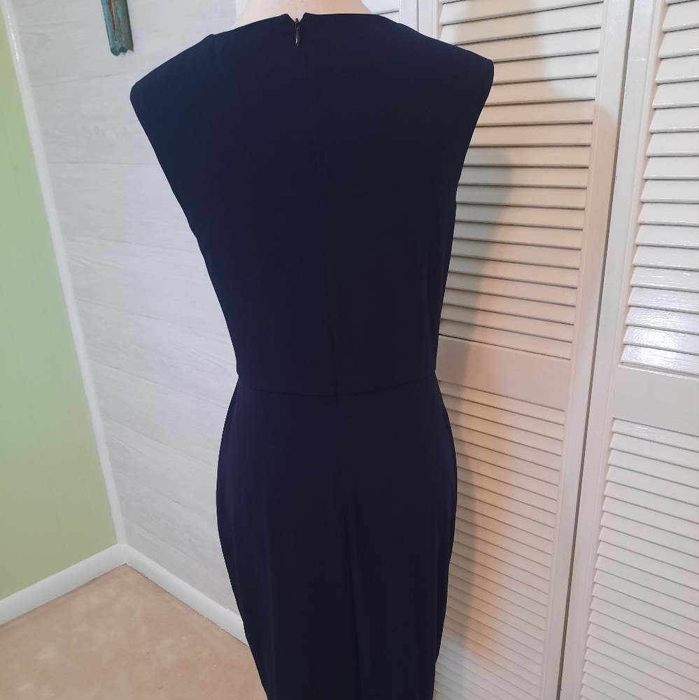 Calvin klein navy draped sleeveless dress sz 4 *M - Picture 2 of 7